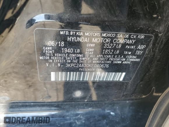 ✅ 2019 Hyundai Accent SE • VIN: 3KPC24A30KE040676 • Lot: 86473715. Listed on Copart with 97,870 mi. Free auction sales archive from the USA and detailed vehicle history report at DreamBid. Image 12.