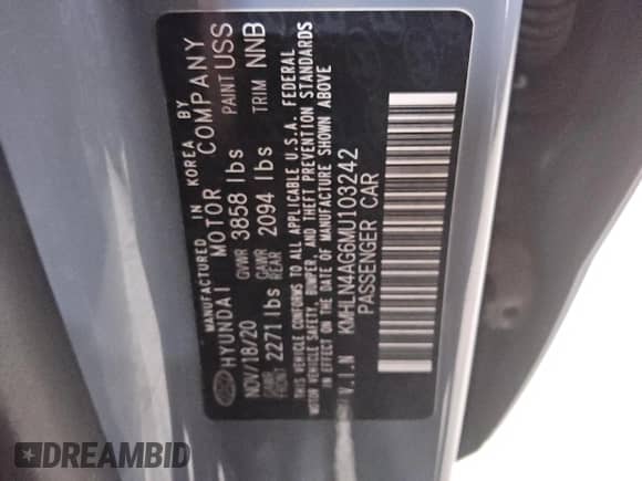 2021 Hyundai Elantra SEL with VIN KMHLN4AG6MU103242, listed as a Copart auction lot 89815975 with 124,573 mi miles and Clean title. Bid and sale history available at DreamBid. Image 13.