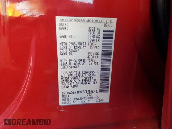 ✅ 2011 Nissan Titan SV • VIN: 1N6BA0EK4BN313670 • Lot: 90652475. Wystawiony na Copart z przebiegiem 130 098 mil. Bezpłatny archiwum sprzedaży aukcyjnych z USA i szczegółowy raport historii pojazdu na DreamBid. Zdjęcie 12.