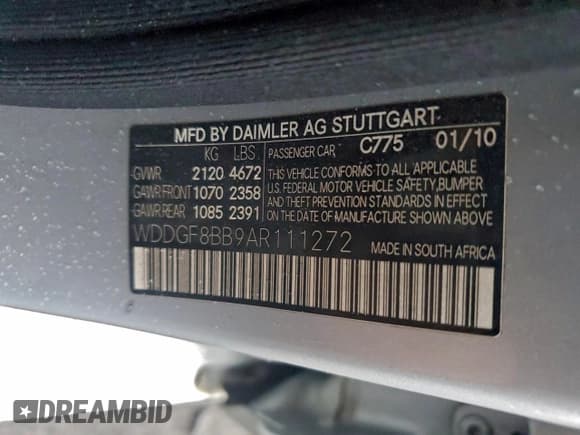 ✅ 2010 Mercedes-Benz C 300 Sport • VIN: WDDGF8BB9AR111272 • Lot: 96284365. Listed on Copart with 179,138 mi. Free auction sales archive from the USA and detailed vehicle history report at DreamBid. Image 12.
