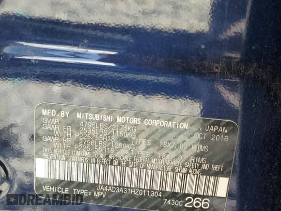 2017 Mitsubishi Outlander SE с VIN JA4AD3A31HZ011304, выставлен на аукционе Copart как лот 68630335 с пробегом 115 477 миль миль и Списание • Salvage title. История ставок и продаж доступна на DreamBid. Изображение 13.