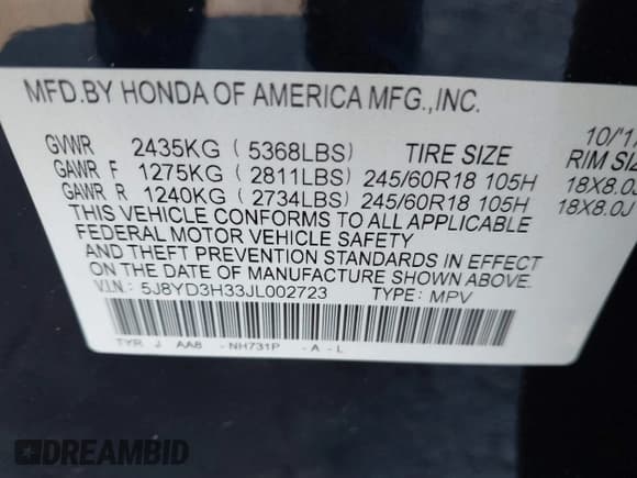 ✅ 2018 Acura MDX • VIN: 5J8YD3H33JL002723 • Лот: 41501410. Опубликован ранее на IAAI с пробегом 98 459 миль. Бесплатный доступ к архиву аукционных продаж из США и подробный отчёт об истории автомобиля на DreamBid. Изображение 9.