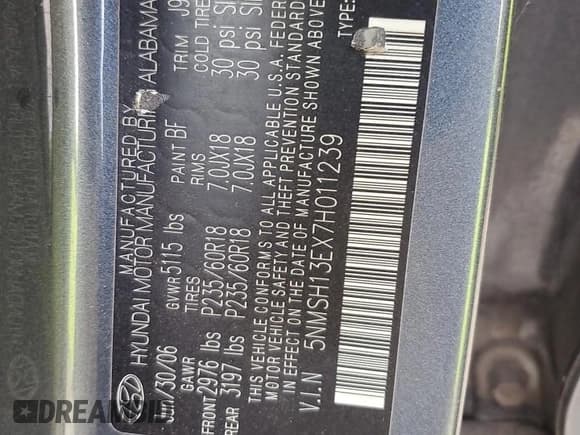 ✅ 2007 Hyundai Santa Fe SE • VIN: 5NMSH13EX7H011239 • Lot: 78725174. Listed on Copart with 151,461 mi. Free auction sales archive from the USA and detailed vehicle history report at DreamBid. Image 12.