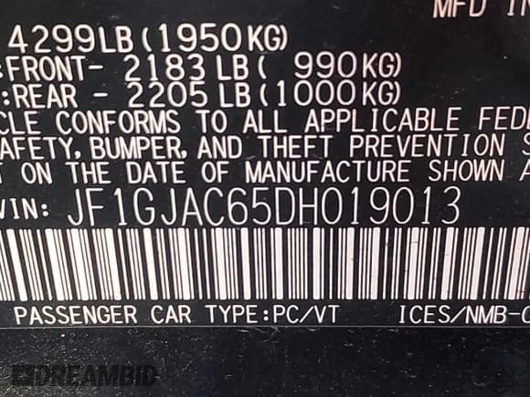 ✅ 2013 Subaru Impreza Premium • VIN: JF1GJAC65DH019013 • Лот: 43782335. Опубликован ранее на IAAI с пробегом 231 225 миль. Бесплатный доступ к архиву аукционных продаж из США и подробный отчёт об истории автомобиля на DreamBid. Изображение 9.