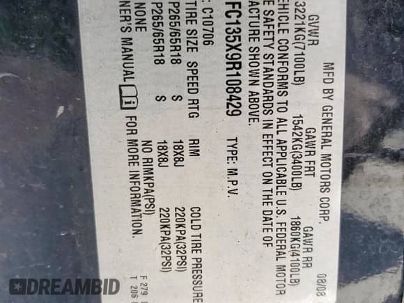 2009 Chevrolet Tahoe с VIN 1GNFC135X9R108429, выставлен на аукционе Copart как лот 68691115 с пробегом 226 237 миль миль и Чистый • Clean title. История ставок и продаж доступна на DreamBid. Изображение 13.