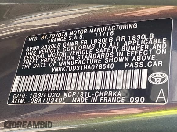 ✅ 2017 Toyota Yaris L • VIN: VNKKTUD31HA078540 • Lot: 43717566. Listed on IAAI with 132,824 mi. Free auction sales archive from the USA and detailed vehicle history report at DreamBid. Image 9.