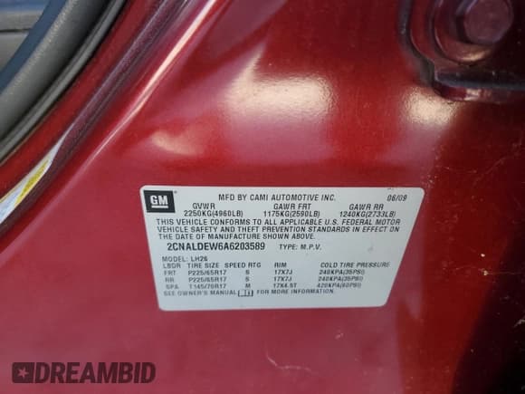 ✅ 2010 Chevrolet Equinox 1LT • VIN: 2CNALDEW6A6203589 • Лот: 92158025. Опубликован ранее на Copart с пробегом 128 992 миль. Бесплатный доступ к архиву аукционных продаж из США и подробный отчёт об истории автомобиля на DreamBid. Изображение 13.