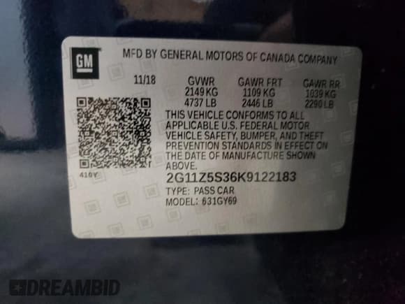 ✅ 2019 Chevrolet Impala LT • VIN: 2G11Z5S36K9122183 • Лот: 70696034. Опубликован ранее на Copart с пробегом 131 118 миль. Бесплатный доступ к архиву аукционных продаж из США и подробный отчёт об истории автомобиля на DreamBid. Изображение 12.