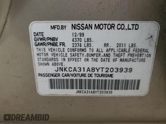 ✅ 2000 Infiniti I30 Luxury • VIN: JNKCA31A8YT203939 • Lot: 75921604. Listed on Copart with 162,568 mi. Free auction sales archive from the USA and detailed vehicle history report at DreamBid. Image 15.