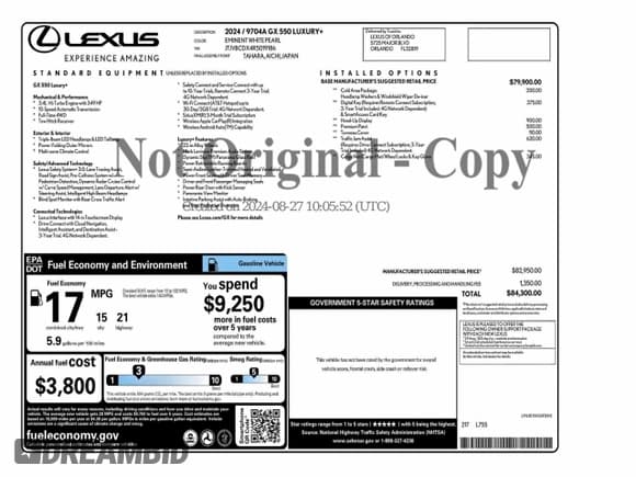 ✅ 2024 Lexus GX 550 Luxury+ • VIN: JTJVBCDX4R5019186 • Lot: 97209235. Wystawiony na Copart z przebiegiem 14 714 mil. Bezpłatny archiwum sprzedaży aukcyjnych z USA i szczegółowy raport historii pojazdu na DreamBid. Zdjęcie 10.