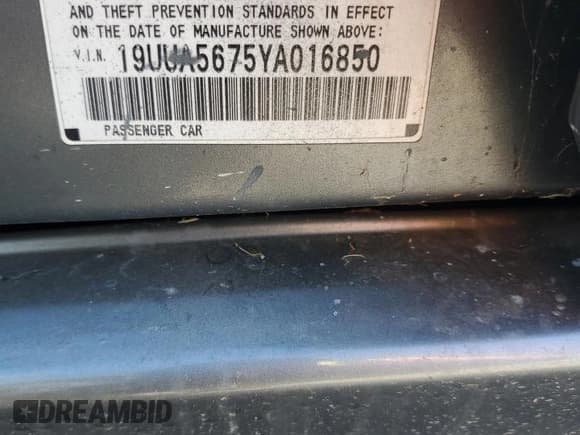 ✅ 2000 Acura TL • VIN: 19UUA5675YA016850 • Лот: 85766855. Опубликован ранее на Copart с пробегом 112 616 миль. Бесплатный доступ к архиву аукционных продаж из США и подробный отчёт об истории автомобиля на DreamBid. Изображение 12.