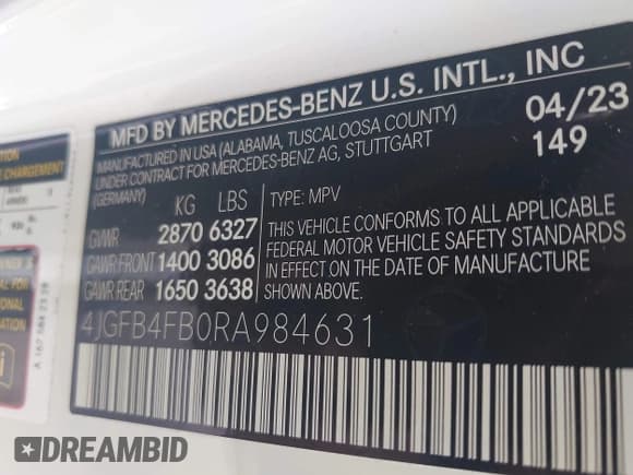 ✅ 2024 Mercedes-Benz GLE 350 • VIN: 4JGFB4FB0RA984631 • Lot: 43226497. Listed on IAAI with 24,359 mi. Free auction sales archive from the USA and detailed vehicle history report at DreamBid. Image 9.