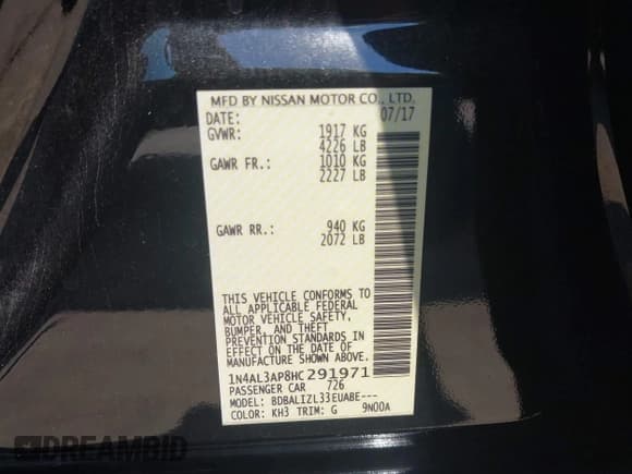 ✅ 2017 Nissan Altima SR • VIN: 1N4AL3AP8HC291971 • Лот: 43074628. Опубликован ранее на IAAI с пробегом 123 647 миль. Бесплатный доступ к архиву аукционных продаж из США и подробный отчёт об истории автомобиля на DreamBid. Изображение 9.