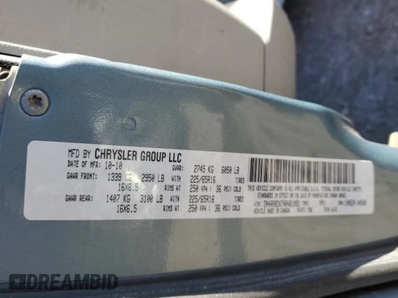 ✅ 2010 Chrysler Town & Country Touring Plus • VIN: 2A4RR8DX7AR481093 • Lot: 85400155. Wystawiony na Copart z przebiegiem 163 049 mil. Bezpłatny archiwum sprzedaży aukcyjnych z USA i szczegółowy raport historii pojazdu na DreamBid. Zdjęcie 13.