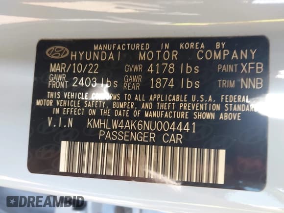 ✅ 2022 Hyundai Elantra • VIN: KMHLW4AK6NU004441 • Лот: 43538272. Опубликован ранее на IAAI с пробегом 46 510 миль. Бесплатный доступ к архиву аукционных продаж из США и подробный отчёт об истории автомобиля на DreamBid. Изображение 9.