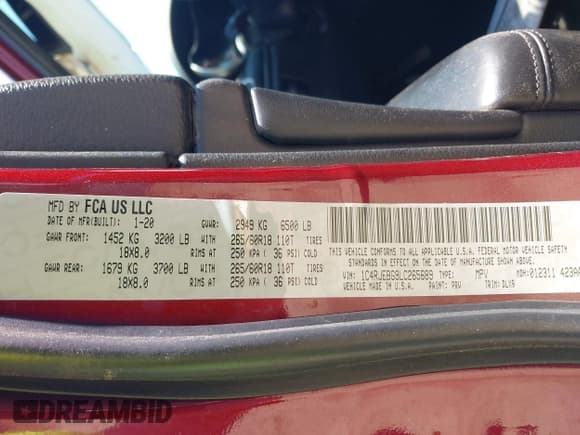 ✅ 2020 Jeep Grand Cherokee Limited • VIN: 1C4RJEBG9LC265689 • Lot: 41892332. Listed on IAAI with 94,664 mi. Free auction sales archive from the USA and detailed vehicle history report at DreamBid. Image 9.