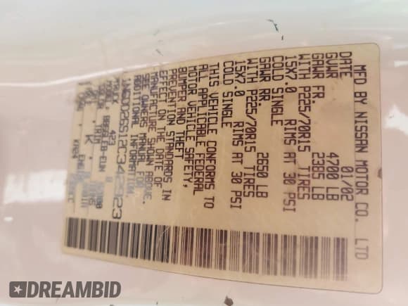 ✅ 2002 Nissan Frontier XE • VIN: 1N6DD26S12C342923 • Lot: 43261158. Listed on IAAI with 210,511 mi. Free auction sales archive from the USA and detailed vehicle history report at DreamBid. Image 9.