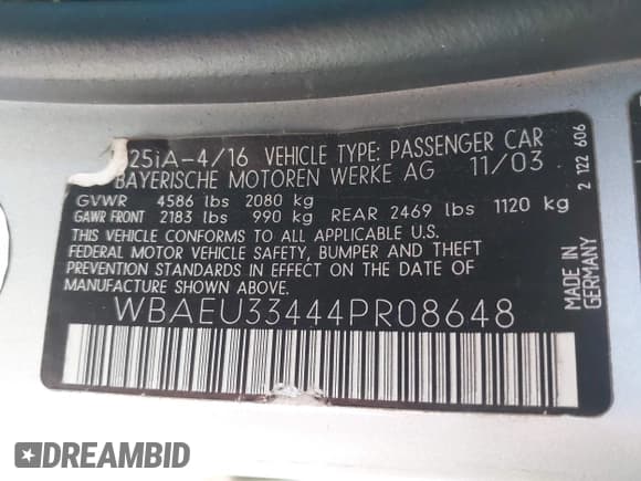 ✅ 2004 BMW 3 Series 325xi • VIN: WBAEU33444PR08648 • Lot: 43016320. Listed on IAAI with 197,111 mi. Free auction sales archive from the USA and detailed vehicle history report at DreamBid. Image 9.