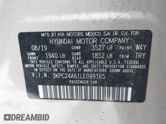 ✅ 2020 Hyundai Accent SE • VIN: 3KPC24A61LE099165 • Лот: 41352009. Опубликован ранее на IAAI с пробегом 55 359 миль. Бесплатный доступ к архиву аукционных продаж из США и подробный отчёт об истории автомобиля на DreamBid. Изображение 9.