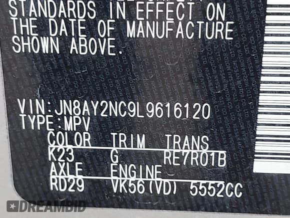 ✅ 2020 Nissan Armada SL • VIN: JN8AY2NC9L9616120 • Lot: 42092766. Listed on IAAI with 52,593 mi. Free auction sales archive from the USA and detailed vehicle history report at DreamBid. Image 9.