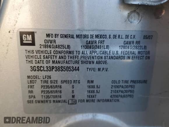 2008 Saturn VUE XE z VIN 3GSCL33P38S505344, wystawiony jako Copart lot #88443005 z przebiegiem 197 603 mil mil oraz Szkoda całkowita • Salvage title. Historia ofert i sprzedaży dostępna na DreamBid. Obrazek 13.