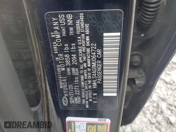 2021 Hyundai Elantra SEL z VIN KMHLS4AG3MU064277, wystawiony jako Copart lot #56019825 z przebiegiem 61 123 mil mil oraz Szkoda całkowita • Salvage title. Historia ofert i sprzedaży dostępna na DreamBid. Obrazek 12.