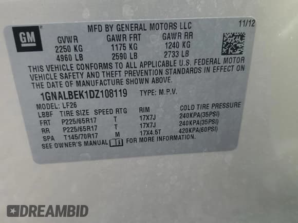 ✅ 2013 Chevrolet Equinox LS • VIN: 1GNALBEK1DZ108119 • Лот: 74079314. Опубликован ранее на Copart с пробегом Не указан. Бесплатный доступ к архиву аукционных продаж из США и подробный отчёт об истории автомобиля на DreamBid. Изображение 14.