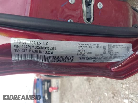 ✅ 2021 Jeep Cherokee Limited • VIN: 1C4PJMDX4MD139251 • Lot: 42890068. Wystawiony na IAAI z przebiegiem 20 143 mil. Bezpłatny archiwum sprzedaży aukcyjnych z USA i szczegółowy raport historii pojazdu na DreamBid. Zdjęcie 9.