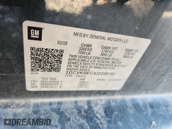 ✅ 2018 Chevrolet Silverado 1500 LT • VIN: 1GCVKREC4JZ239703 • Lot: 84910215. Wystawiony na Copart z przebiegiem Nie podano. Bezpłatny archiwum sprzedaży aukcyjnych z USA i szczegółowy raport historii pojazdu na DreamBid. Zdjęcie 12.