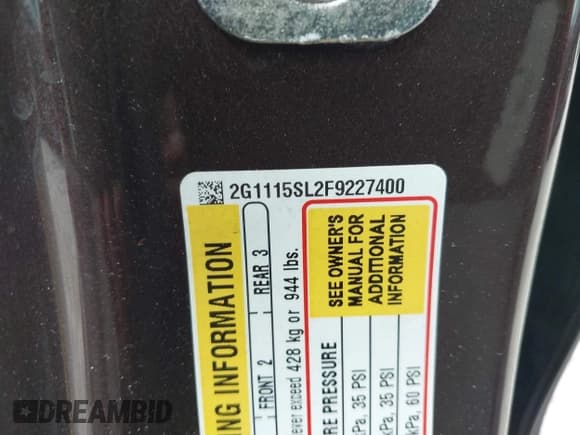 ✅ 2015 Chevrolet Impala LT • VIN: 2G1115SL2F9227400 • Lot: 43517083. Wystawiony na IAAI z przebiegiem 58 327 mil. Bezpłatny archiwum sprzedaży aukcyjnych z USA i szczegółowy raport historii pojazdu na DreamBid. Zdjęcie 9.