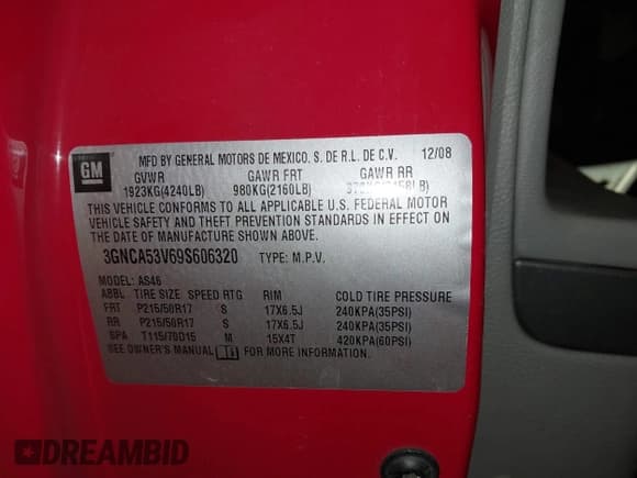 ✅ 2009 Chevrolet HHR 2LT • VIN: 3GNCA53V69S606320 • Lot: 41406196. Listed on IAAI with 145,401 mi. Free auction sales archive from the USA and detailed vehicle history report at DreamBid. Image 9.