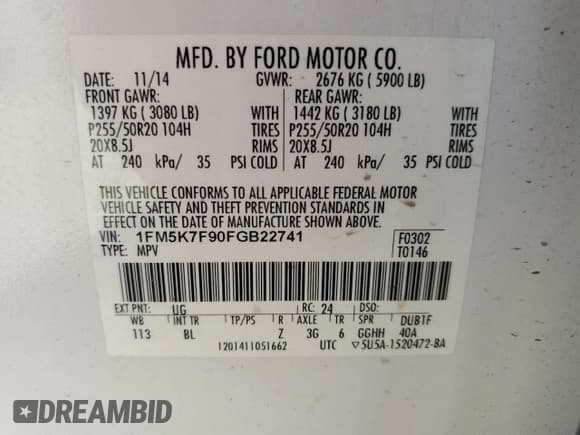 ✅ 2015 Ford Explorer Limited • VIN: 1FM5K7F90FGB22741 • Lot: 71191114. Wystawiony na Copart z przebiegiem 67 791 mil. Bezpłatny archiwum sprzedaży aukcyjnych z USA i szczegółowy raport historii pojazdu na DreamBid. Zdjęcie 13.