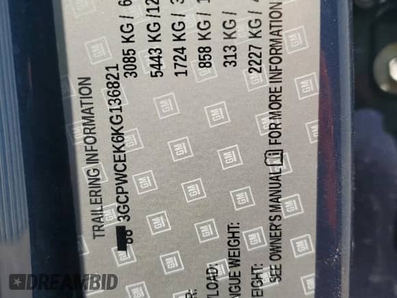 2019 Chevrolet Silverado 1500 LT с VIN 3GCPWCEK6KG136821, выставлен на аукционе Copart как лот 54517765 с пробегом 113 742 миль миль и Чистый • Clean title. История ставок и продаж доступна на DreamBid. Изображение 12.