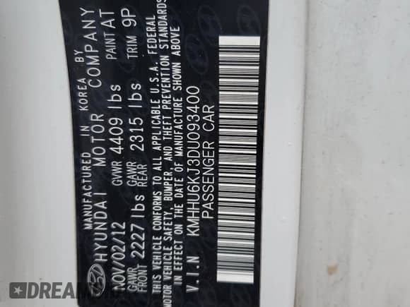 2013 Hyundai Genesis Coupe Track with VIN KMHHU6KJ3DU093400, listed as a Copart auction lot 84751264 with 171,595 mi miles and Salvage title. Bid and sale history available at DreamBid. Image 13.