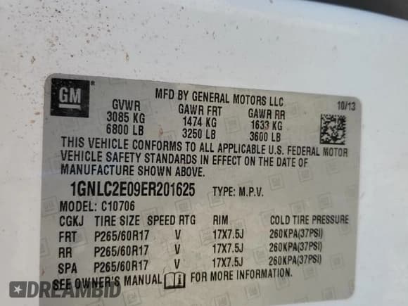 ✅ 2014 Chevrolet Tahoe Commercial • VIN: 1GNLC2E09ER201625 • Лот: 69668155. Опубликован ранее на Copart с пробегом 174 251 миль. Бесплатный доступ к архиву аукционных продаж из США и подробный отчёт об истории автомобиля на DreamBid. Изображение 13.