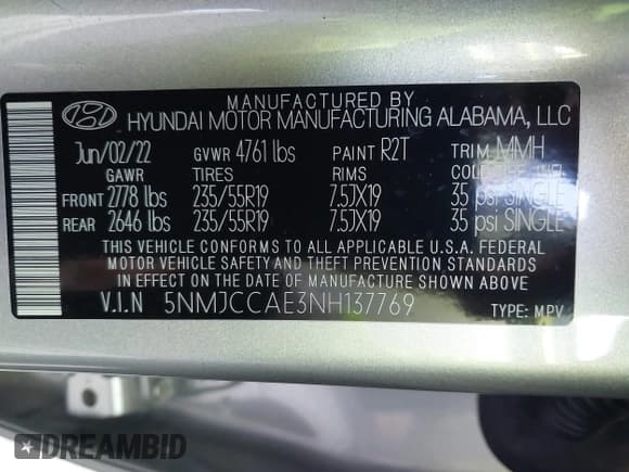 ✅ 2022 Hyundai Tucson SEL • VIN: 5NMJCCAE3NH137769 • Lot: 43424012. Listed on IAAI with 15,832 mi. Free auction sales archive from the USA and detailed vehicle history report at DreamBid. Image 9.