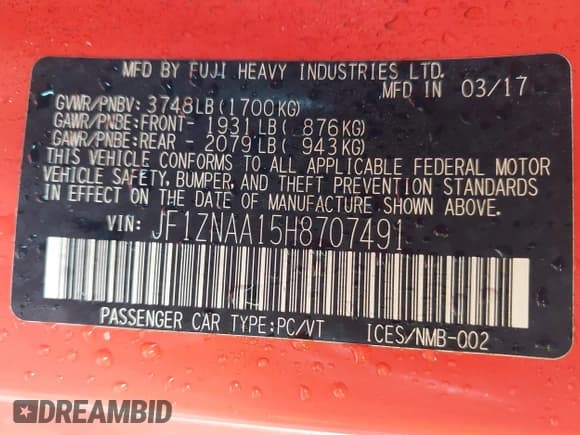 ✅ 2017 Toyota 86 • VIN: JF1ZNAA15H8707491 • Lot: 42248416. Wystawiony na IAAI z przebiegiem 51 341 mil. Bezpłatny archiwum sprzedaży aukcyjnych z USA i szczegółowy raport historii pojazdu na DreamBid. Zdjęcie 9.