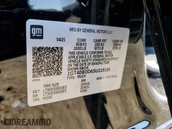 ✅ 2025 GMC HUMMER EV Pickup 2X • VIN: 1GT40BDD6SU118169 • Лот: 81318035. Опубликован ранее на Copart с пробегом 3 815 миль. Бесплатный доступ к архиву аукционных продаж из США и подробный отчёт об истории автомобиля на DreamBid. Изображение 12.