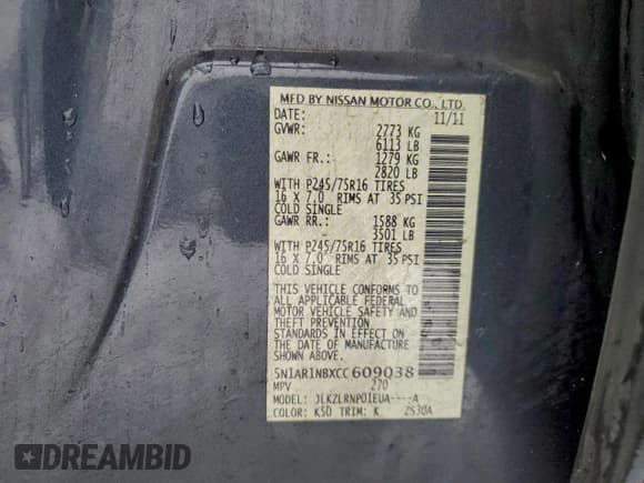 ✅ 2012 Nissan Pathfinder S • VIN: 5N1AR1NBXCC609038 • Lot: 93941915. Wystawiony na Copart z przebiegiem 149 841 mil. Bezpłatny archiwum sprzedaży aukcyjnych z USA i szczegółowy raport historii pojazdu na DreamBid. Zdjęcie 13.