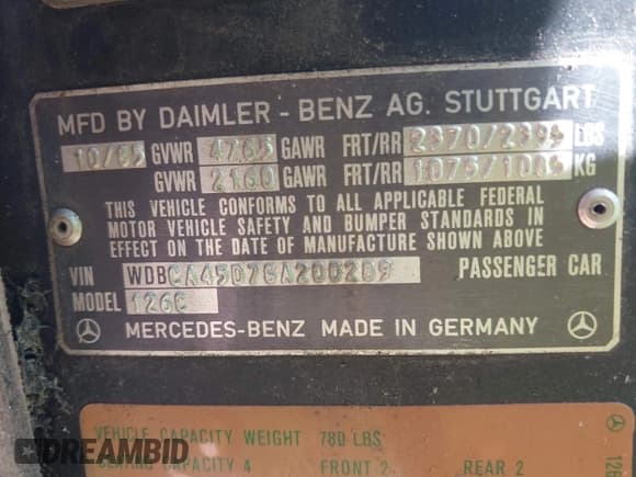 ✅ 1986 Mercedes-Benz 560 560SEC • VIN: WDBCA45D7GA200289 • Лот: 42313986. Опубликован ранее на IAAI с пробегом 203 457 миль. Бесплатный доступ к архиву аукционных продаж из США и подробный отчёт об истории автомобиля на DreamBid. Изображение 9.