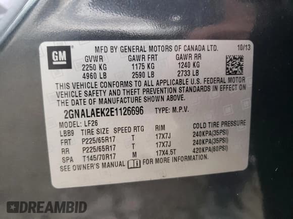 ✅ 2014 Chevrolet Equinox LS • VIN: 2GNALAEK2E1126696 • Лот: 86450025. Опубликован ранее на Copart с пробегом 126 864 миль. Бесплатный доступ к архиву аукционных продаж из США и подробный отчёт об истории автомобиля на DreamBid. Изображение 13.