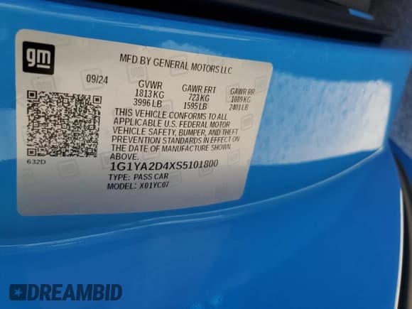 ✅ 2025 Chevrolet Corvette 1LT • VIN: 1G1YA2D4XS5101800 • Lot: 86979955. Listed on Copart with 7,501 mi. Free auction sales archive from the USA and detailed vehicle history report at DreamBid. Image 13.