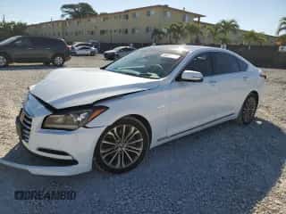 2015 Hyundai Genesis 3.8L z VIN KMHGN4JE1FU030106, wystawiony jako Copart lot #40697454 z przebiegiem 98 707 mil mil oraz Szkoda całkowita • Salvage title. Historia ofert i sprzedaży dostępna na DreamBid. Obrazek 1.