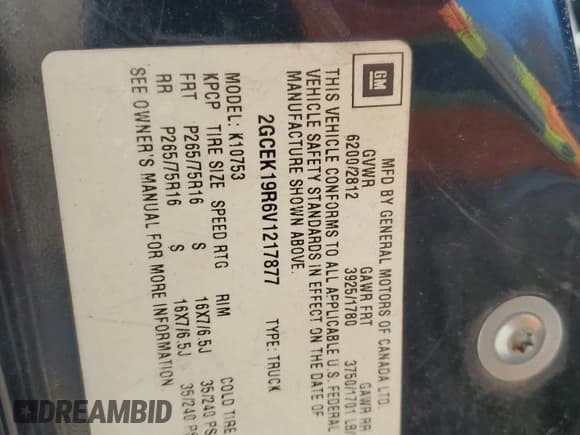 ✅ 1997 Chevrolet Silverado 1500 • VIN: 2GCEK19R6V1217877 • Lot: 90661175. Listed on Copart with 140,744 mi. Free auction sales archive from the USA and detailed vehicle history report at DreamBid. Image 13.