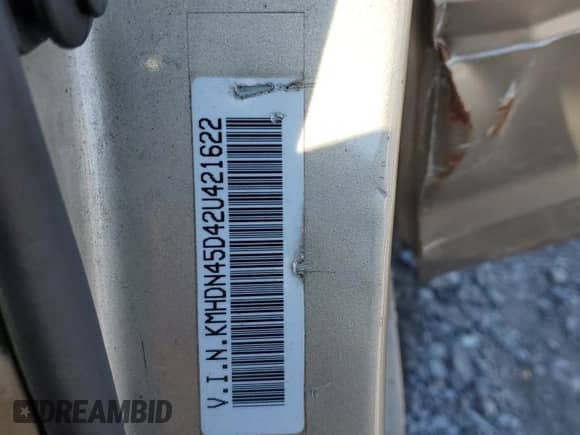 2002 Hyundai Elantra GLS z VIN KMHDN45D42U421622, wystawiony jako Copart lot #75853664 z przebiegiem 57 595 mil mil oraz Czysty tytuł • Clean title. Historia ofert i sprzedaży dostępna na DreamBid. Obrazek 12.