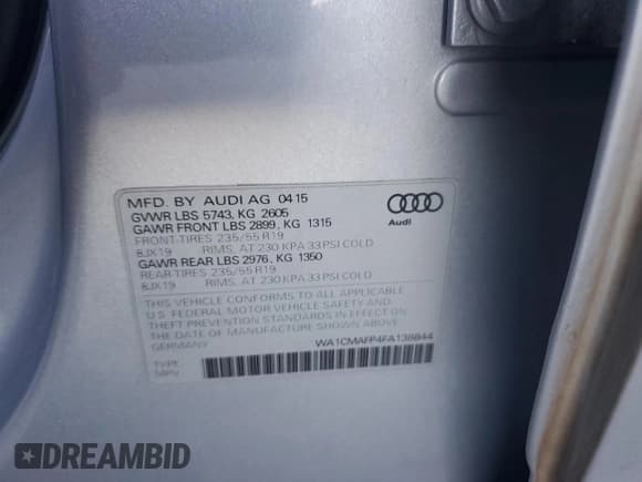 ✅ 2015 Audi Q5 Premium Plus • VIN: WA1CMAFP4FA138844 • Lot: 84998755. Wystawiony na Copart z przebiegiem 176 856 mil. Bezpłatny archiwum sprzedaży aukcyjnych z USA i szczegółowy raport historii pojazdu na DreamBid. Zdjęcie 12.