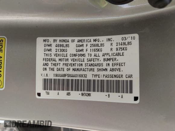 ✅ 2010 Acura TL Technology • VIN: 19UUA8F5XAA016932 • Lot: 43045268. Listed on IAAI with 178,327 mi. Free auction sales archive from the USA and detailed vehicle history report at DreamBid. Image 9.