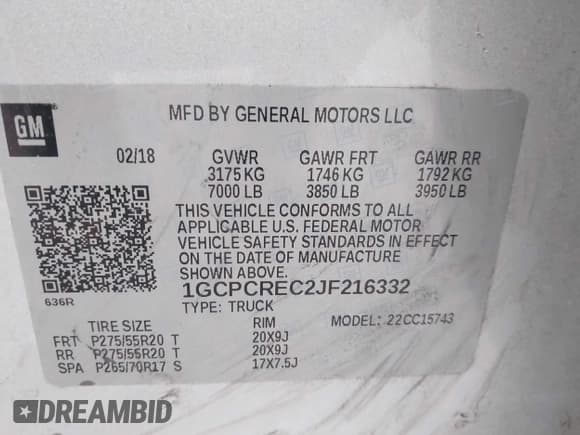 ✅ 2018 Chevrolet Silverado 1500 LT • VIN: 1GCPCREC2JF216332 • Lot: 42790355. Wystawiony na IAAI z przebiegiem 144 218 mil. Bezpłatny archiwum sprzedaży aukcyjnych z USA i szczegółowy raport historii pojazdu na DreamBid. Zdjęcie 9.