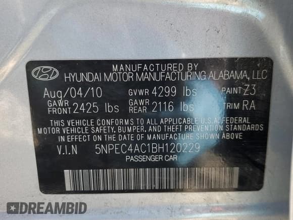 ✅ 2011 Hyundai Sonata SE • VIN: 5NPEC4AC1BH120229 • Lot: 54666214. Wystawiony na Copart z przebiegiem Nie podano. Bezpłatny archiwum sprzedaży aukcyjnych z USA i szczegółowy raport historii pojazdu na DreamBid. Zdjęcie 12.