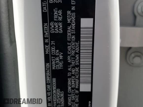 ✅ 2022 Volvo XC90 Momentum • VIN: YV4102CK9N1850088 • Лот: 63163305. Опубликован ранее на Copart с пробегом Не указан. Бесплатный доступ к архиву аукционных продаж из США и подробный отчёт об истории автомобиля на DreamBid. Изображение 12.